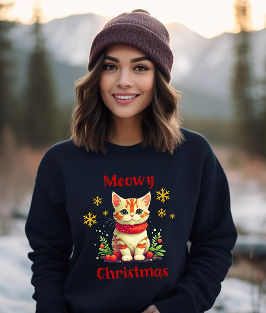 Meowy Christmas Cat - Sweatshirt - Albro Designs #