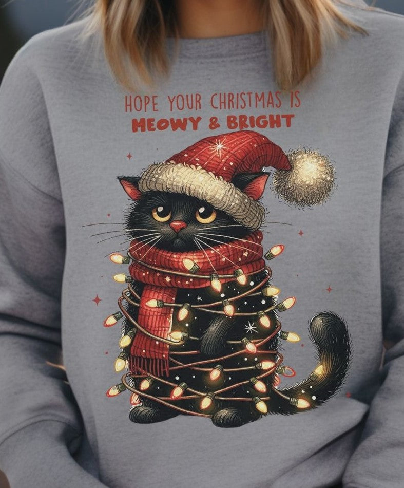 Christmas Meowy & Bright - Sweatshirt - Albro Designs #