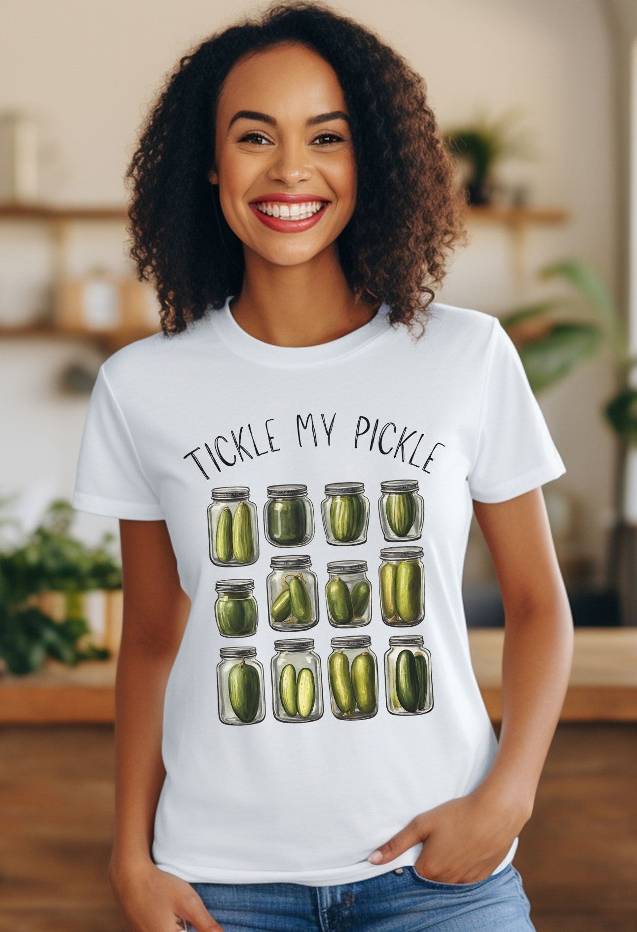  'Tickle My Pickle' tee! A pickle party on your chest, complete with cheeky jars