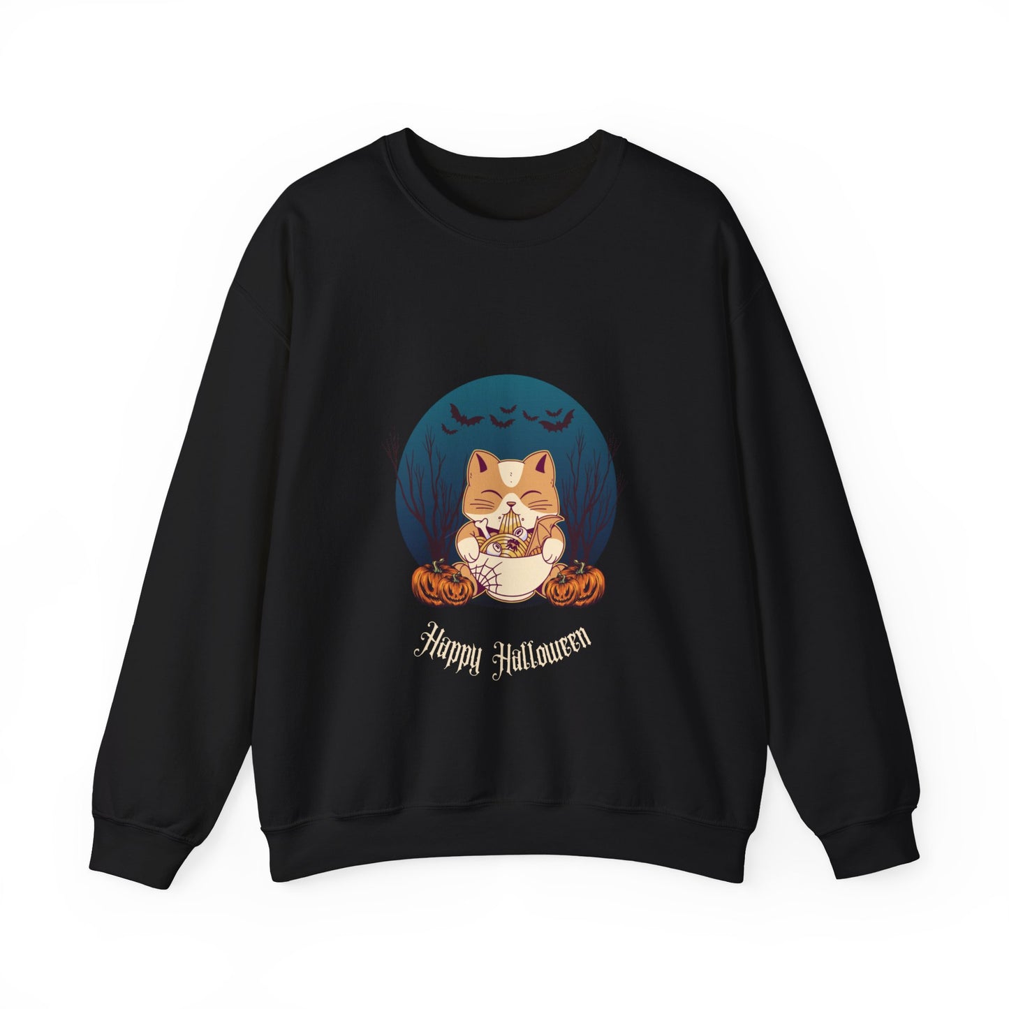 Cat & Pumpkin Happy Halloween - Sweatshirt - Albro Designs  # 