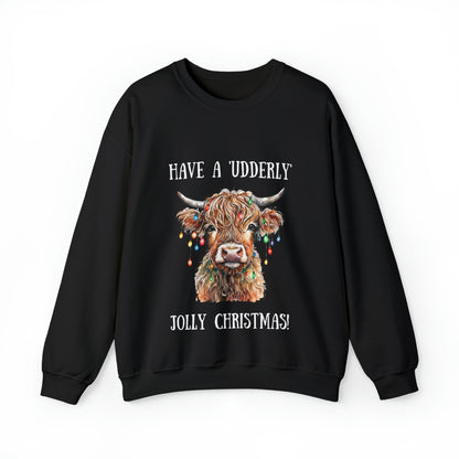 Christmas Udderley Jolly Highland Cow - Sweatshirt - Albro Designs  # 