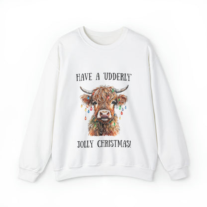 Christmas Udderley Jolly Highland Cow - Sweatshirt - Albro Designs  # 