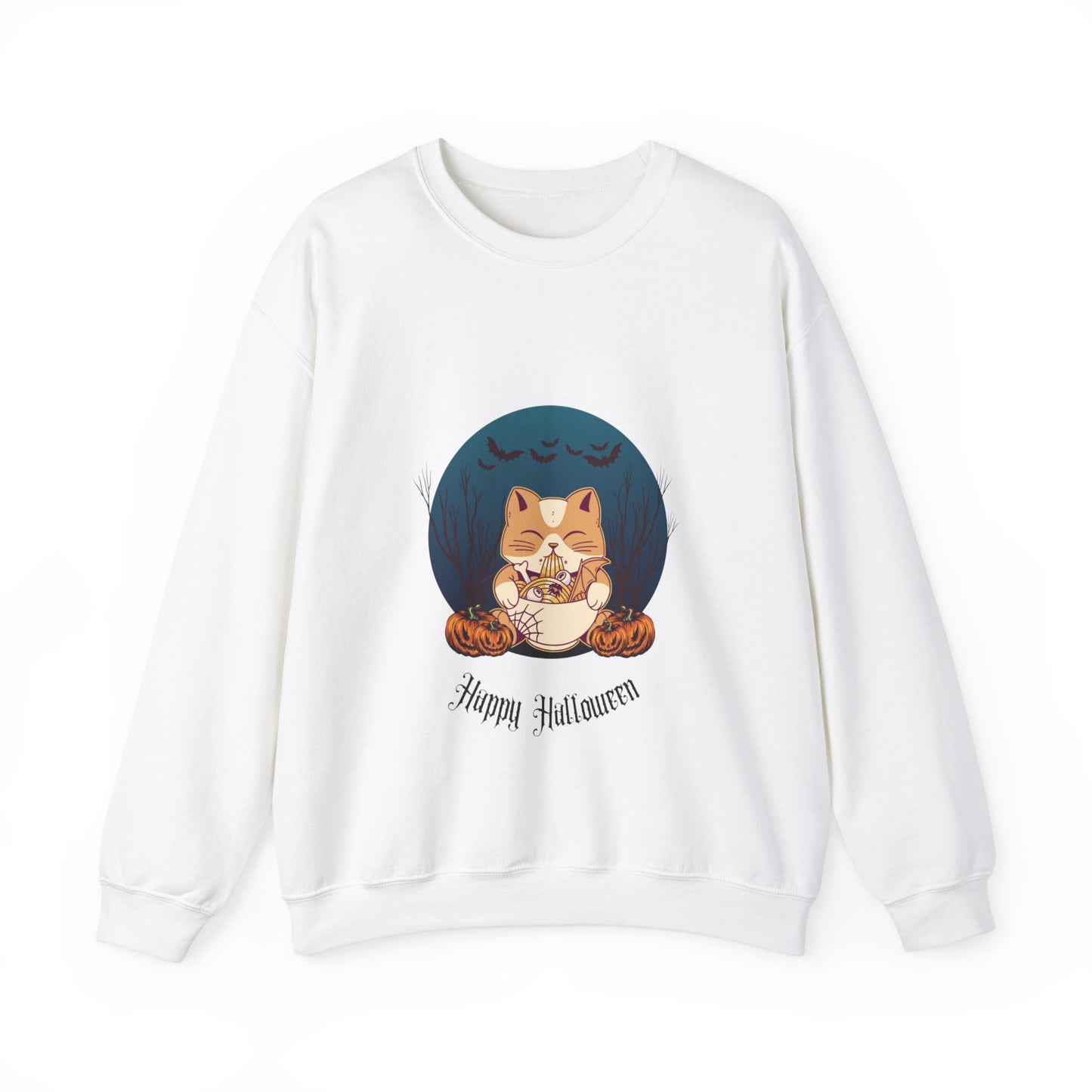 Cat & Pumpkin Happy Halloween - Sweatshirt - Albro Designs  # 