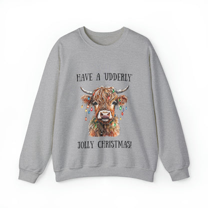 Christmas Udderley Jolly Highland Cow - Sweatshirt - Albro Designs  # 