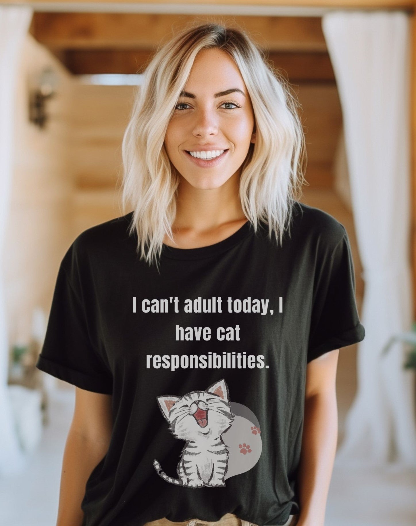 I Can't Adult Today I Have Cat Responsibilities T-Shirt - Albro Designs  # 