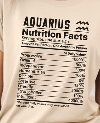 Zodiac Nutrition Facts -  T-Shirt (Aquarius) - Albro Designs  #