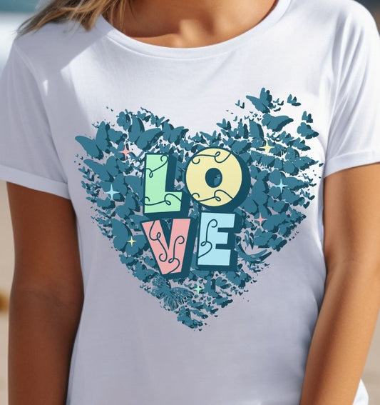 Butterfly Love Heart 'Loveflutter' - T-Shirt - Albro Designs  # 