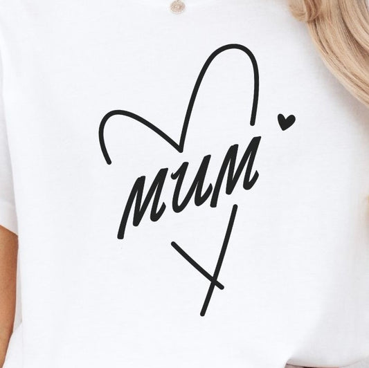 Mum Heart - Custom Sleeve T-Shirt - Albro Designs  # 