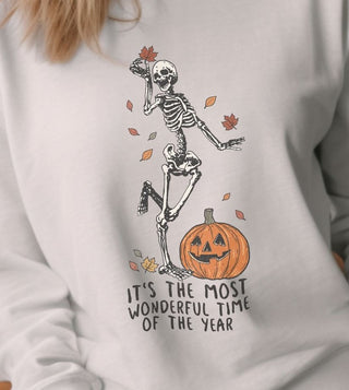 Skeleton 'Most Wonderful Time Of The Year' Halloween - Sweatshirt - Albro Designs  #