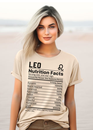 Zodiac Nutritional Facts - T-Shirt (Leo) - Albro Designs  #