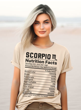 Zodiac Nutrition Facts -  T-Shirt (Scorpio) - Albro Designs  #