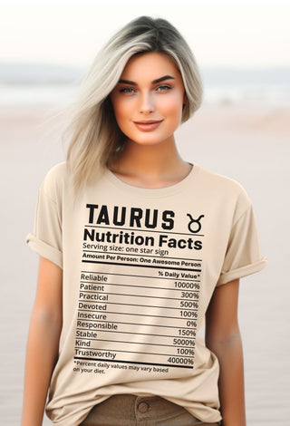 Zodiac Nutrition Facts -  T-Shirt (Taurus) - Albro Designs  #