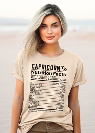 Zodiac Nutritional Facts - T-Shirt (Capricorn) - Albro Designs  #