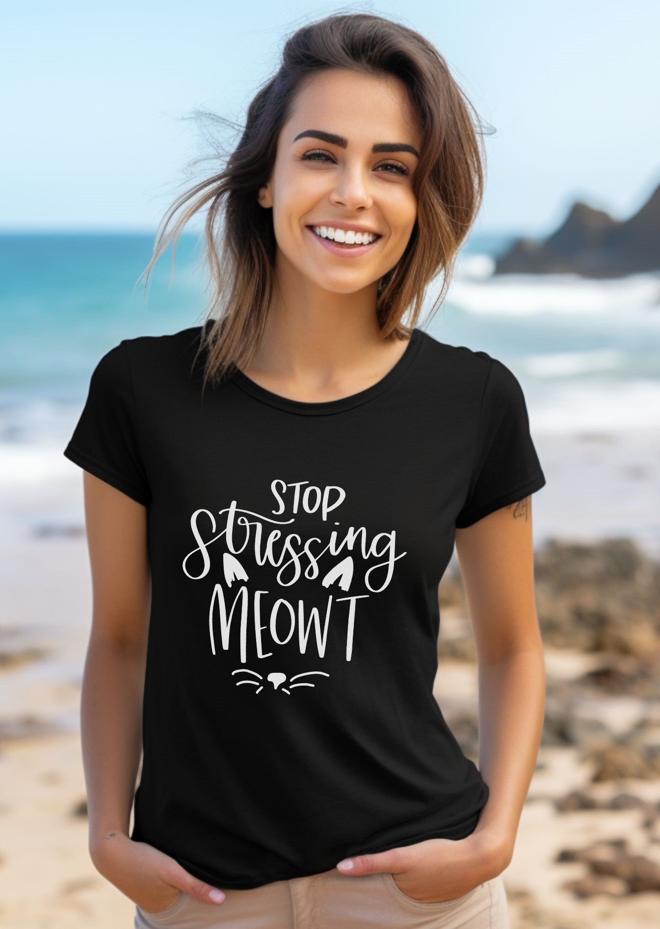 Stop Stressing Meowt Cat - T-Shirt - Albro Designs  # 