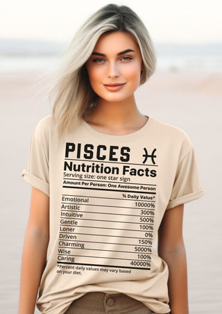 Zodiac Nutrition Facts -  T-Shirt (Pisces) - Albro Designs  #