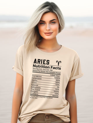 Zodiac Nutrition Facts -  T-Shirt (Aries) - Albro Designs  #