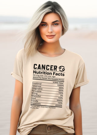 Zodiac Nutrition Facts -  T-Shirt (Cancer) - Albro Designs  #