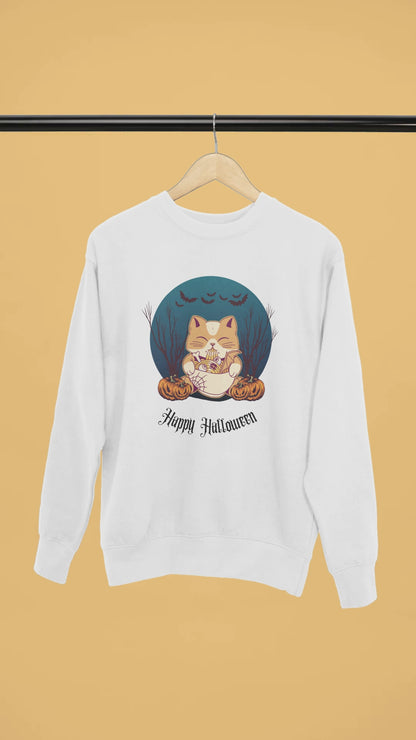 Cat & Pumpkin Happy Halloween - Sweatshirt