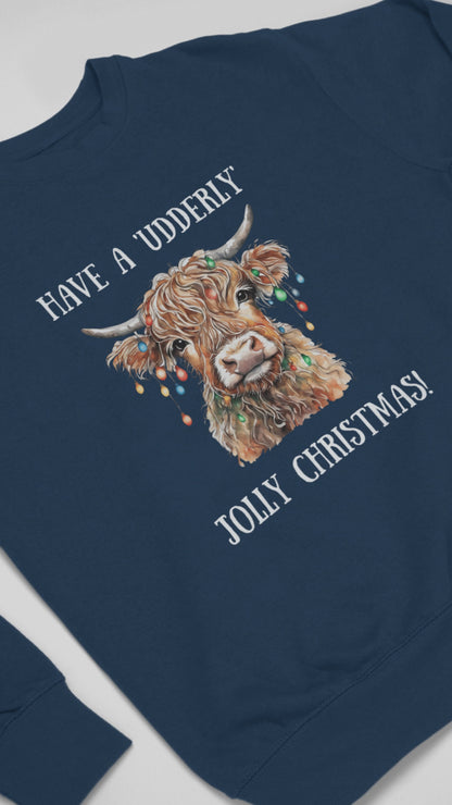 Christmas Udderley Jolly Highland Cow - Sweatshirt